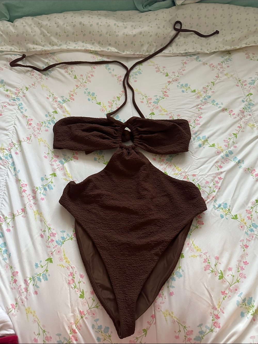 Mara Hoffman Chocolate Brown Textured Cutout One-Piece Swimsuit
